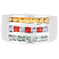 Multicolor Sapphire Ring 1.62 Carats Sterling Silver