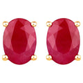Ruby Stud Earrings 1.68 Carats 10K Yellow Gold