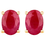 Ruby Stud Earrings 1.68 Carats 10K Yellow Gold