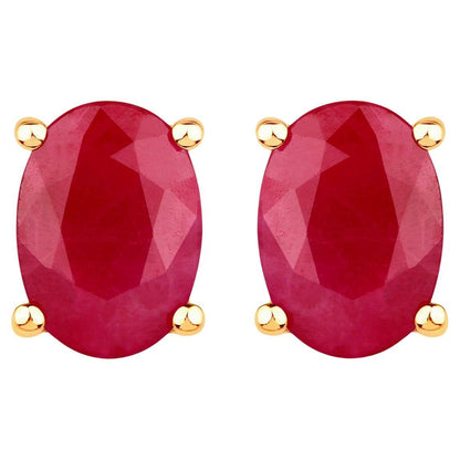 Ruby Stud Earrings 1.68 Carats 10K Yellow Gold