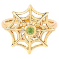 Peridot Spider Web Ring 0.08 Carats Gold Plated Silver