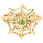 Peridot Spider Web Ring 0.08 Carats Gold Plated Silver