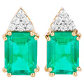 Natural Emerald Earrings With Diamonds 2.84 Carats 14K Yellow Gold