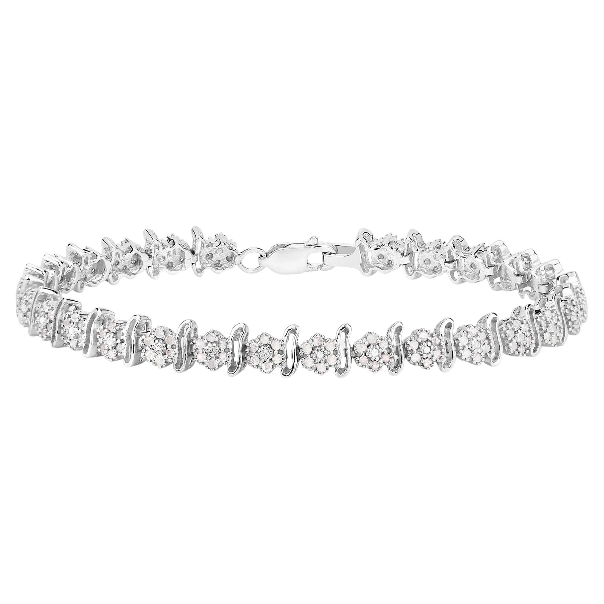 Diamond Tennis Bracelet 0.94 Carats Sterling Silver