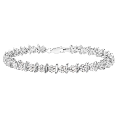Diamond Tennis Bracelet 0.94 Carats Sterling Silver