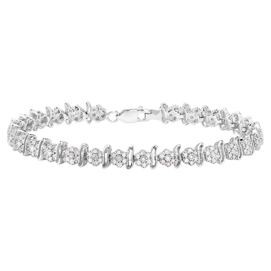 Diamond Tennis Bracelet 0.94 Carats Sterling Silver