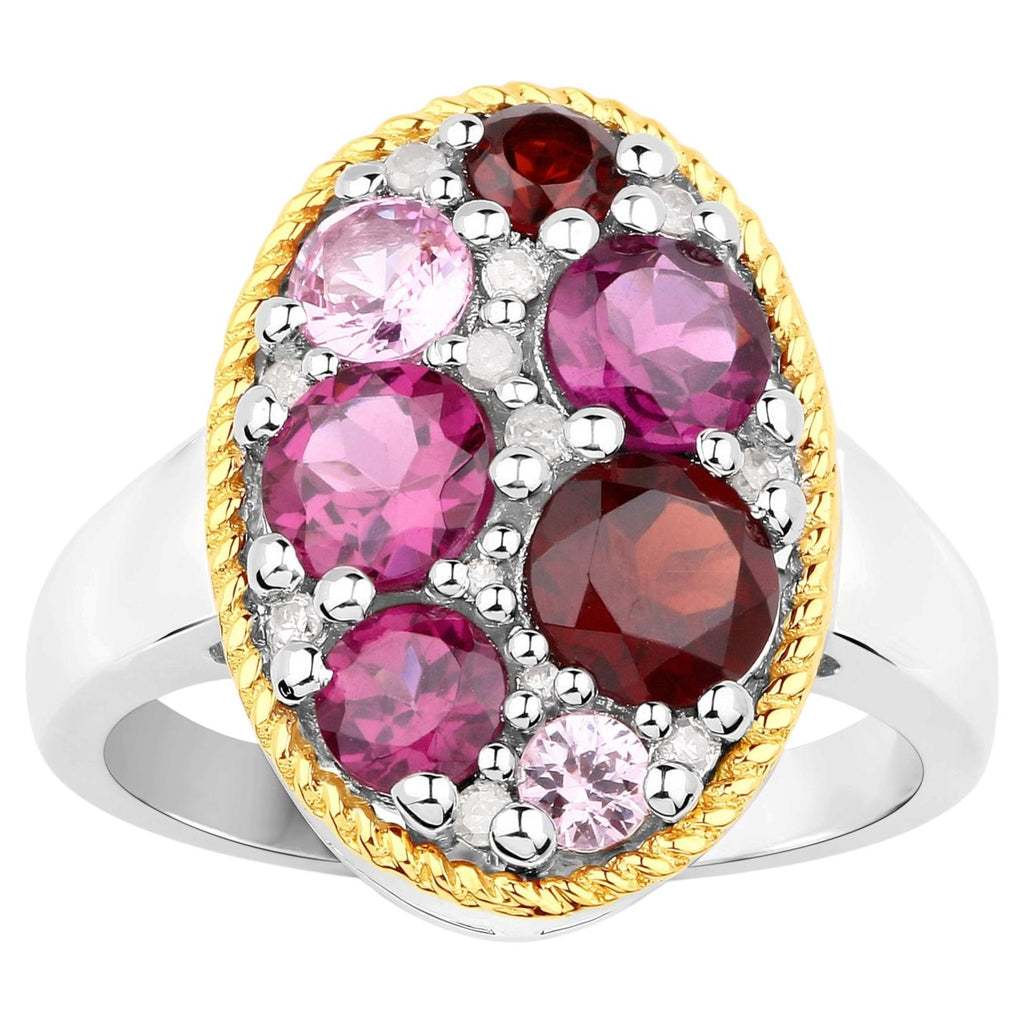 Natural Mixed Gemstones Ring 2.78 Carats Sterling Silver