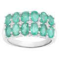 Emerald Ring With White Topaz 2.52 Carats Sterling Silver