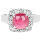 Ruby Ring With White Topaz 3.28 Carats Sterling Silver