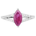 Ruby Ring With Diamonds 1.54 Carats 14K White Gold