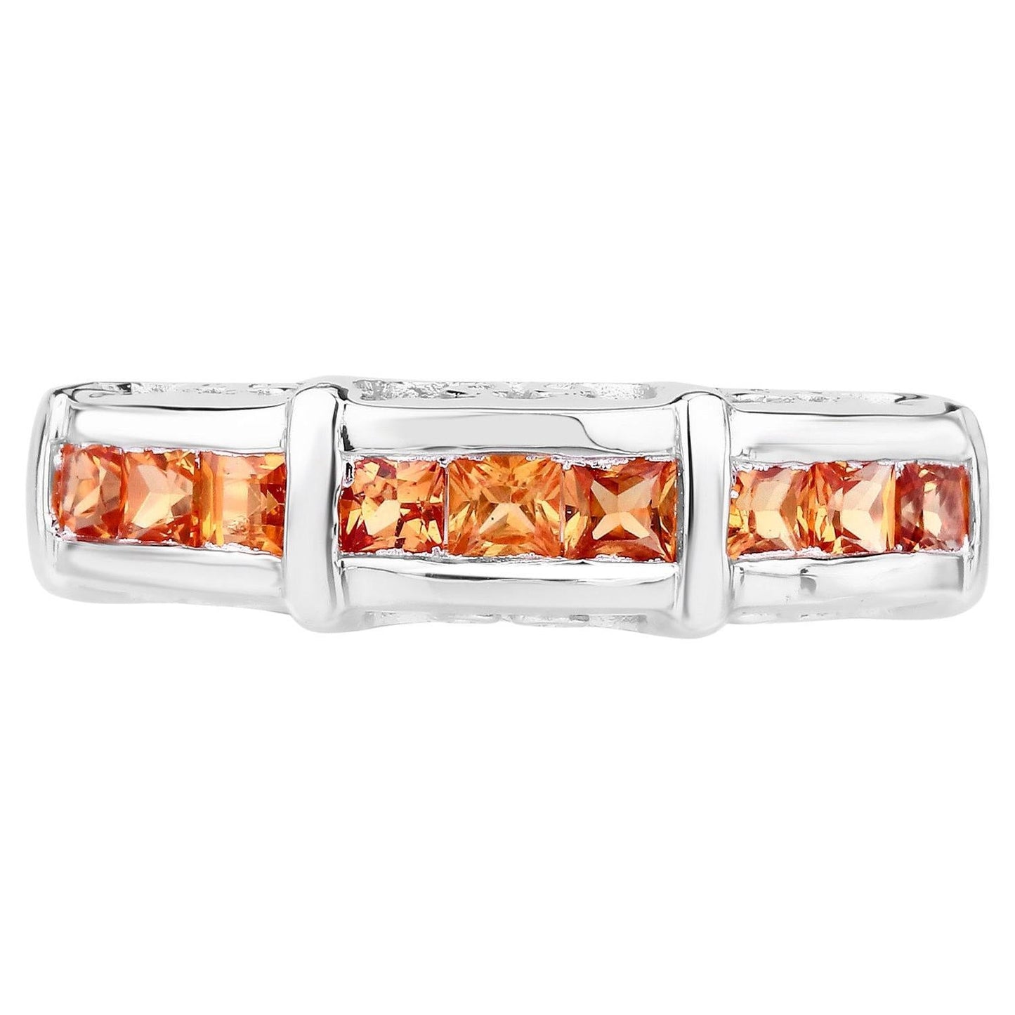 Orange Sapphire Ring 1.08 Carats Sterling Silver