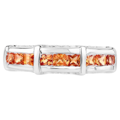 Orange Sapphire Ring 1.08 Carats Sterling Silver