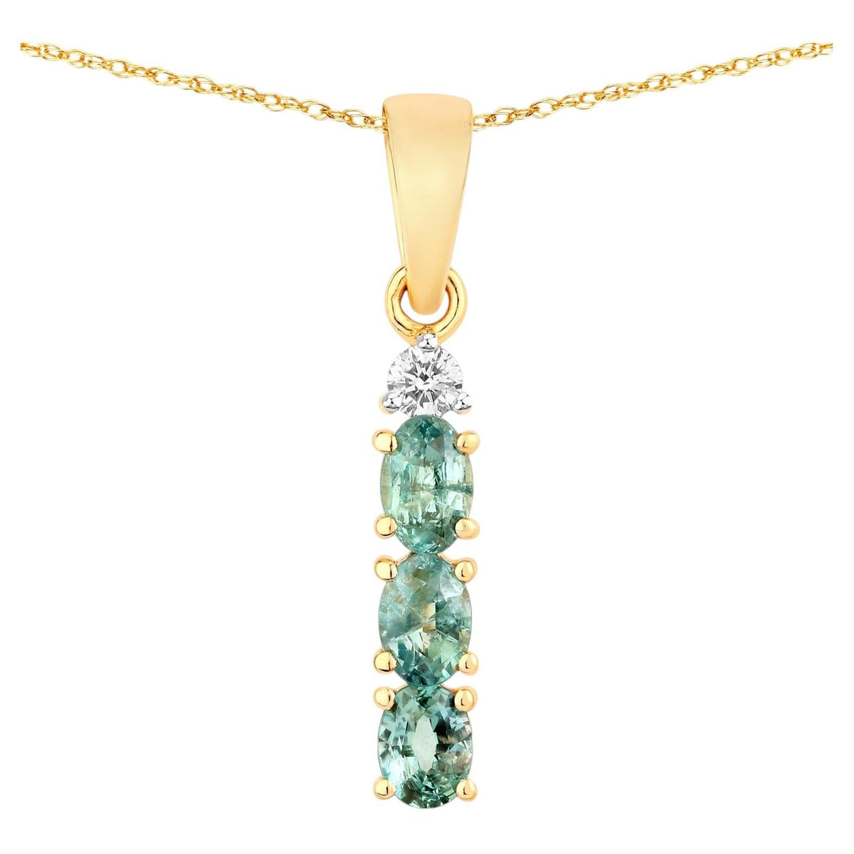 Alexandrite Pendant With Diamonds 0.4 Carats 18K Yellow Gold