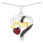 Garnet Mom Pendant With Black Spinel 0.52 Carats Gold Plated Silver