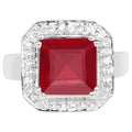 Ruby Ring With White Topaz 6.32 Carats Sterling Silver