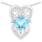 Swiss Blue Topaz Pendant 4.64 Carats Sterling Silver