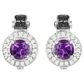 Amethyst Earrings With Diamonds 2.22 Carats Sterling Silver