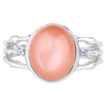 Peach Moonstone Ring With Tanzanite 6.5 Carats Sterling Silver
