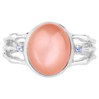 Peach Moonstone Ring With Tanzanite 6.5 Carats Sterling Silver
