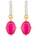 Ruby Dangle Earrings Diamonds 1.7 Carats 14K Yellow Gold