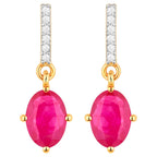 Ruby Dangle Earrings Diamonds 1.7 Carats 14K Yellow Gold