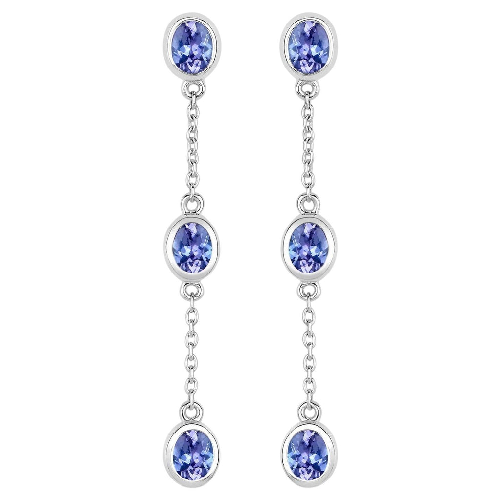 Natural Tanzanite Earrings 1.96 Carats Sterling Silver