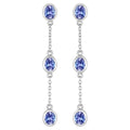 Natural Tanzanite Earrings 1.96 Carats Sterling Silver