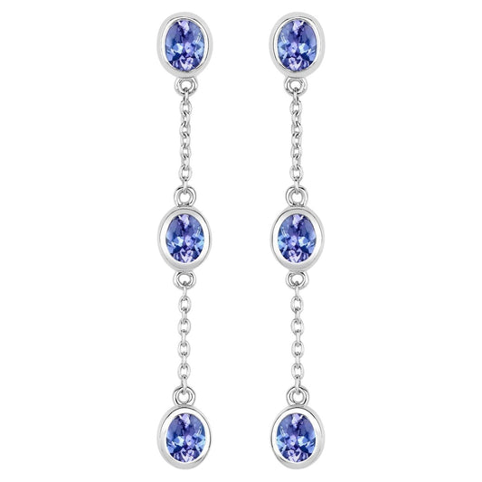 Natural Tanzanite Earrings 1.96 Carats Sterling Silver