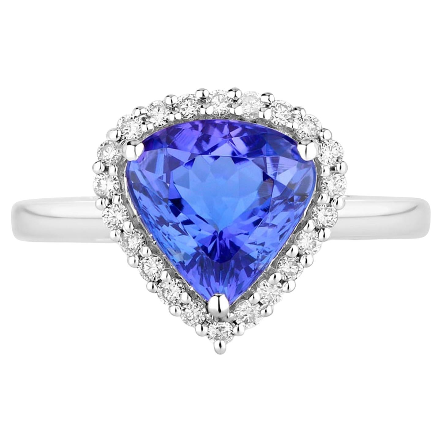 Tanzanite Ring Diamonds 2.59 Carats 14K White Gold