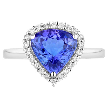 Tanzanite Ring Diamonds 2.59 Carats 14K White Gold