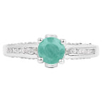 Emerald Ring With White Topaz 1.16 Carats Sterling Silver