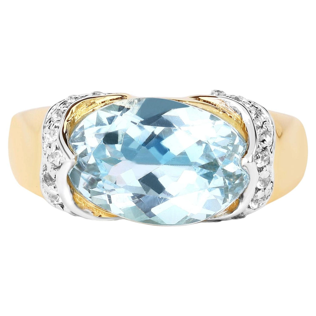 Multicolor Topaz Ring 6.42 Carats Gold Plated Silver