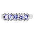 Tanzanite Ring With Diamonds 0.58 Carats 14K White Gold