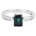 Green Tourmaline Ring With Diamonds 1.16 Carats 14K White Gold