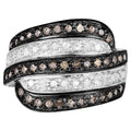 Brown Diamond Ring With White Diamonds 0.78 Carats Sterling Silver