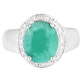 Emerald Ring With Diamonds 4.7 Carats Sterling Silver