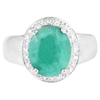 Emerald Ring With Diamonds 4.7 Carats Sterling Silver