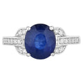 Blue Sapphire Ring With Diamonds 2.98 Carats 18K White Gold