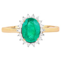 Zambian Emerald Ring With Diamonds 1.3 Carats 10K Yellow Gold