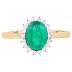 Zambian Emerald Ring With Diamonds 1.3 Carats 10K Yellow Gold