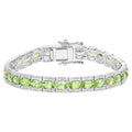Peridot Tennis Bracelet 12.4 Carats Sterling Silver