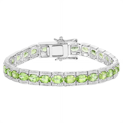 Peridot Tennis Bracelet 12.4 Carats Sterling Silver