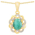 Emerald Pendant With White Topaz 2.74 Carats Gold Plated Silver