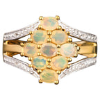 Natural Ethiopian Opal Ring With White Topaz 0.96 Carats Gold Plated Silver