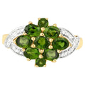 Chrome Diopside Flower Ring 1.22 Carats Gold Plated Silver