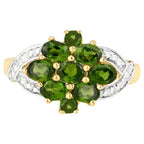 Chrome Diopside Flower Ring 1.22 Carats Gold Plated Silver