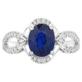 Blue Sapphire Ring With Diamonds 2.31 Carats 18K White Gold