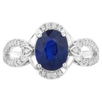 Blue Sapphire Ring With Diamonds 2.31 Carats 18K White Gold