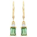 Green Tourmaline Earrings With Diamonds 1.24 Carats 14K Yellow Gold