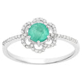Zambian Emerald Ring With Diamonds 0.52 Carats 14K White Gold